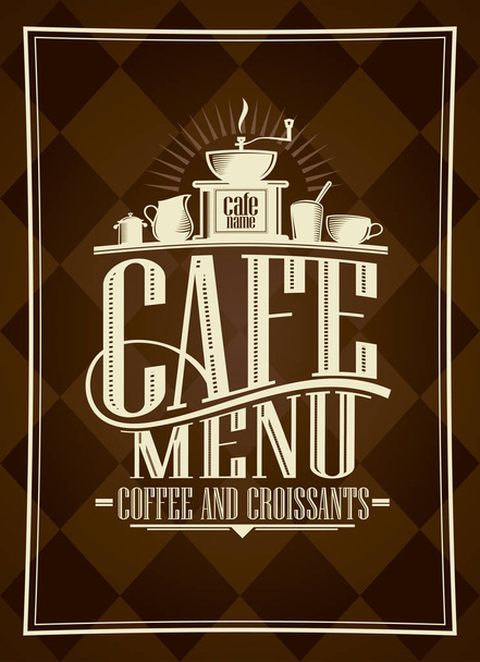 Cafe menu card design, coffee and croissants - Vecteur, image