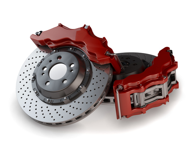 Тормозные диски с красными калькуляторами из гоночного автомобиля изолированы по почему
 - Фото, изображение