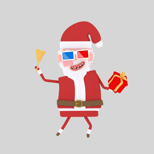 Kerstman met 3D-bril .3d afbeelding - Foto, afbeelding