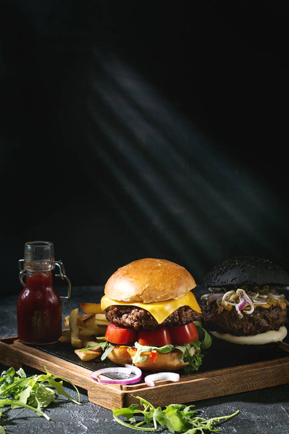 Hamburger with french fries - Фото, зображення