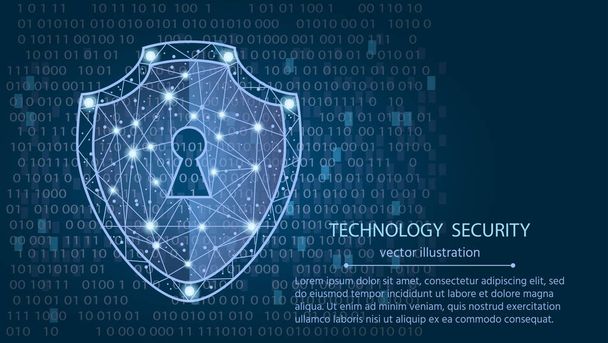 Concetto di sicurezza informatica: scudo sullo sfondo dei dati digitali.illustrazione vettoriale
 - Vettoriali, immagini