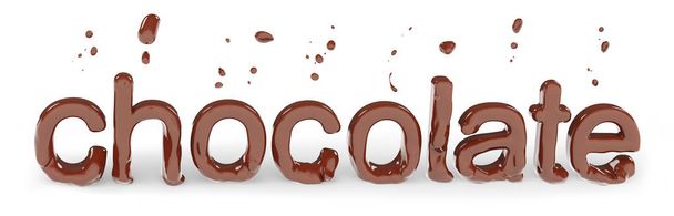 Gesmolten chocolade, chocolade letter, geïsoleerd van de 3D-rendering - Foto, afbeelding
