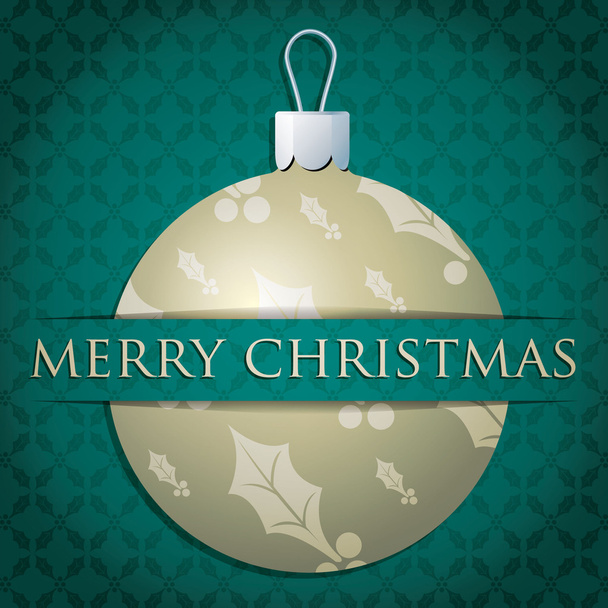 Gold holly patterned bauble "Merry Christmas" card in vector format - Vector, Image