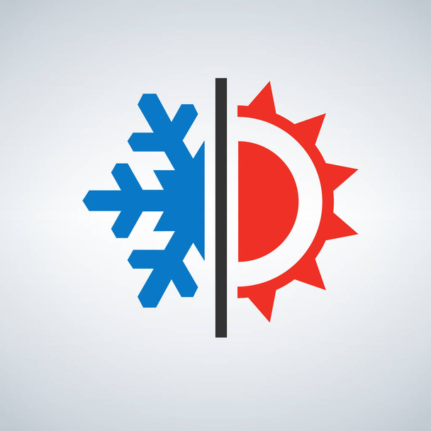 Gorące i zimne symbol słońce i śnieżynka - Wektor, obraz