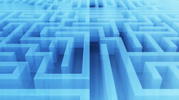 3D-Illustration endloses technologisches transparentes Labyrinth. kreative abstrakte Technologieerfolge, Marketing, Strategie und Motivation Geschäftskonzept - Foto, Bild