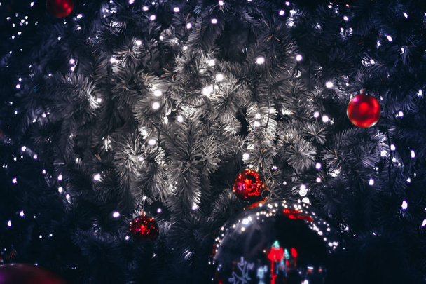 LED light on christmas tree with bokeh blur for christmas and new year day - 写真・画像