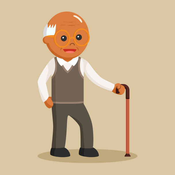 african old man with stick - Vector, imagen