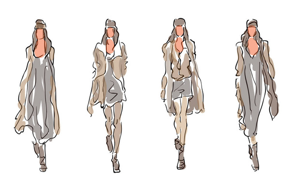  Sketched Fashion Models  - Vector, Image