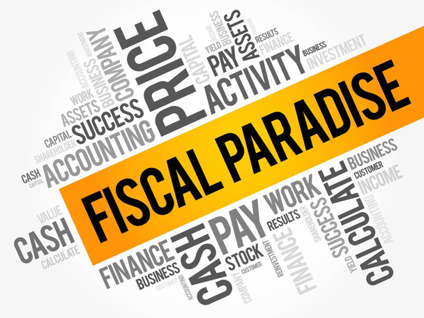 Fiscal Paradise word cloud collage - Vector, Image