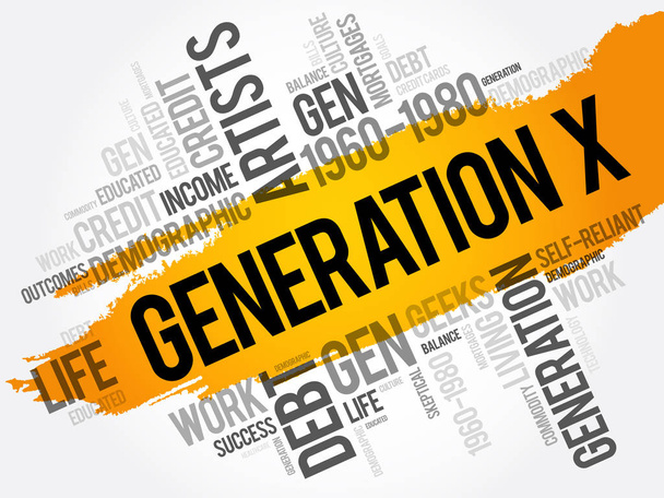 Generation x Wortwolke - Vektor, Bild