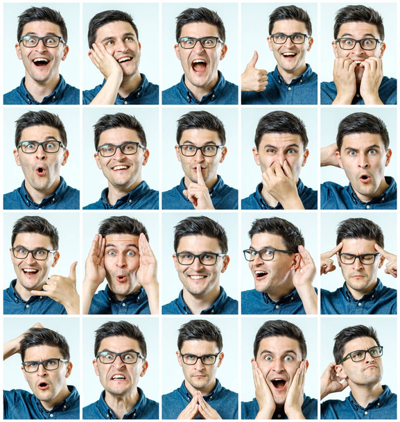 Mosaic of man expressing different emotions - Фото, зображення