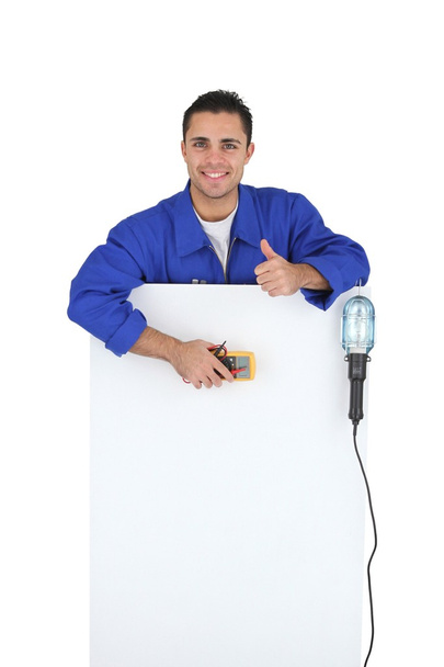 Electrician stood with equipment - Foto, immagini