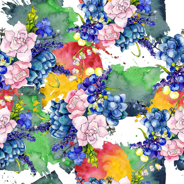 Wildflower bouquet flower pattern in a watercolor style. - Photo, Image