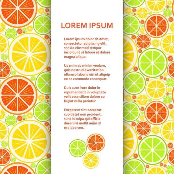 Flat poster or banner template with citrus fruits - Vector, Image