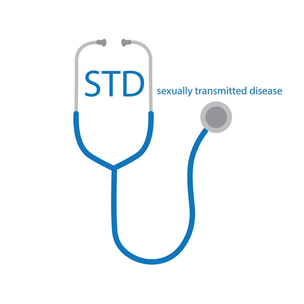 DST Doenças Sexualmente Transmissíveis texto e estetoscópio icon- ilustração vetorial
 - Vetor, Imagem