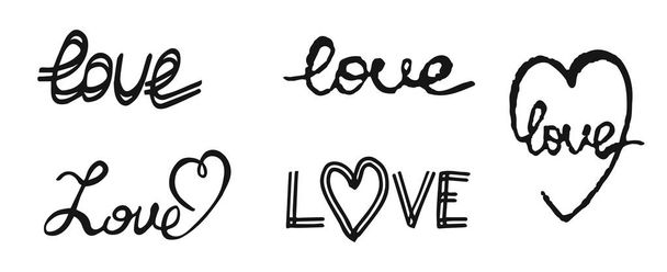 Hand write text love. Design elements for Valentine day. - Vector, Image