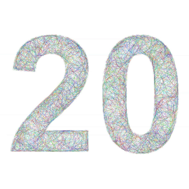 Colorful sketch anniversary design - number 20 - Vector, Image
