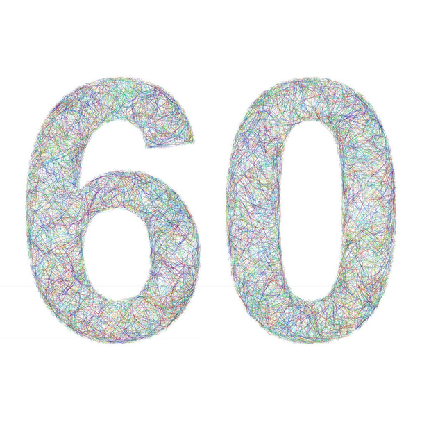 Colorful sketch anniversary design - number 60 - Vector, Image