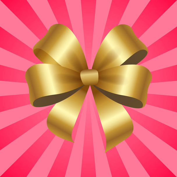 Gold Decorative Bow Vector Illustration Isolated - Vector, Image