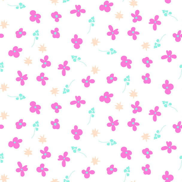 Millefleur pink small abstract seamless pattern. - Vector, Imagen
