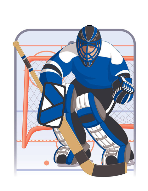 portero de hockey en uniforme azul
 - Vector, Imagen