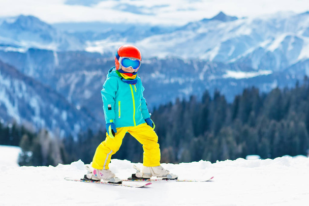 Kids winter snow sport. Children ski. Family skiing. - Foto, Bild