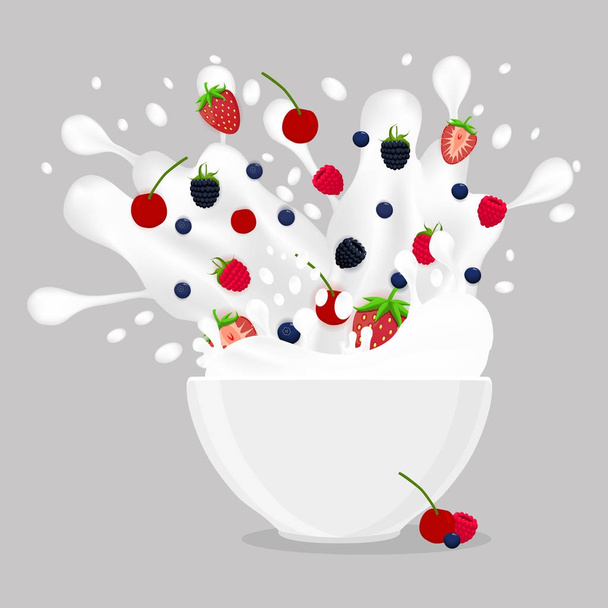 Vector εικονογράφηση λογότυπο για γάλα splash μούρα - Διάνυσμα, εικόνα