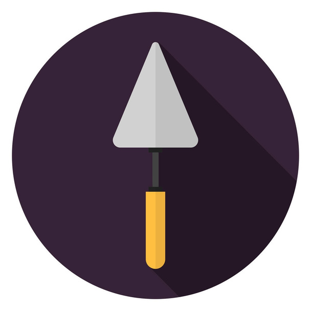 Trowel icon. Illustration in flat style. Round icon with long shadow. - Vector, Image