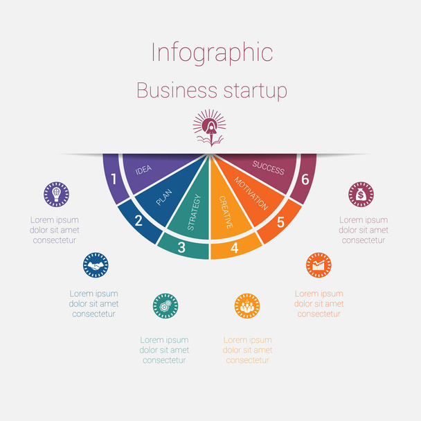 Vektori puoliympyrän malli infographics startup liiketoimintakonsepti
 - Vektori, kuva