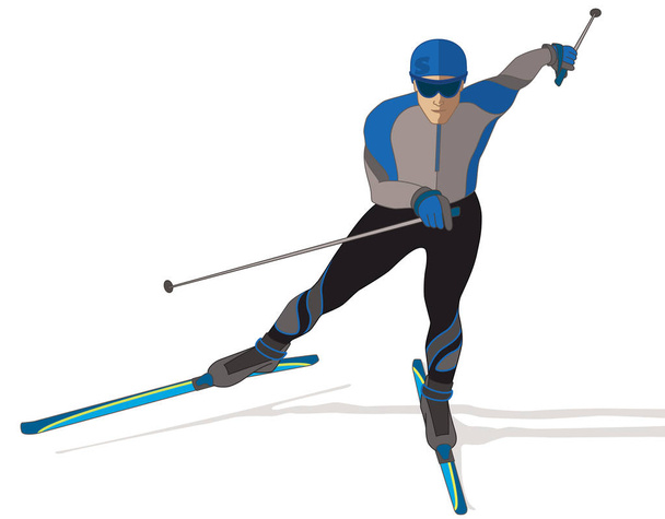 skate skier, macho sobre fondo blanco
 - Vector, imagen