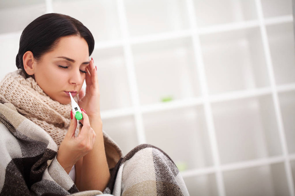 Sick Woman, Flu Woman. Caught Cold. Woman feeling cold - Photo, Image