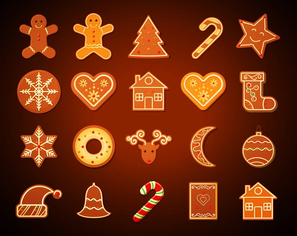 Christmas Gingerbread Cookies set - Vector, Image