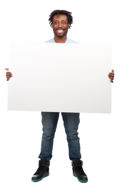 Man with blank billboard - Zdjęcie, obraz