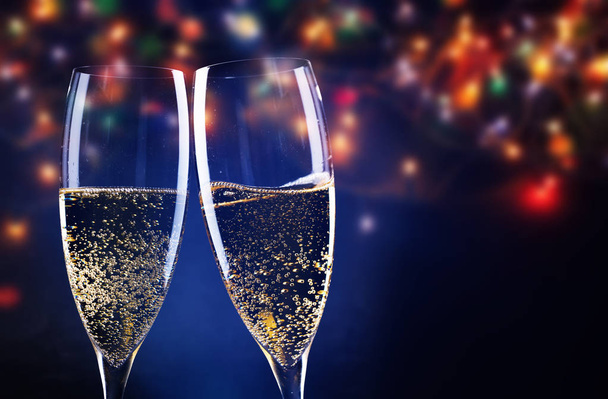 two champagne glasses ready to bring in the New Year - holiday l - Photo, Image