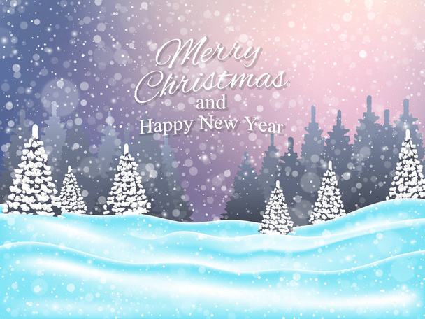 Kerstmis en Nieuwjaar landschap achtergrond. Vectorillustratie - Vector, afbeelding
