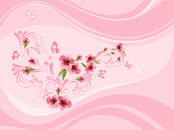 Sakura in the design wave - Vektor, kép