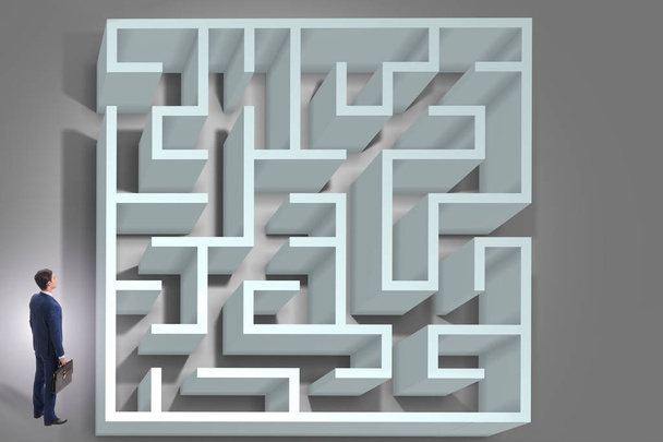 Homme d'affaires essaie de s'échapper du labyrinthe labyrinthe - Photo, image