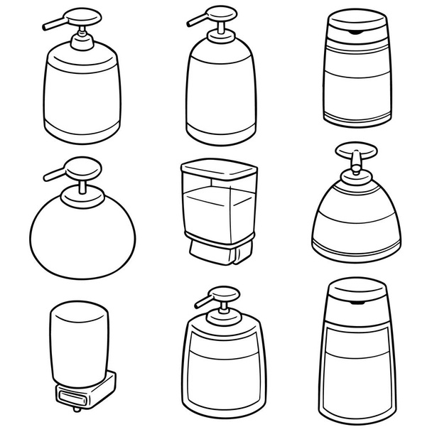 векторний набір шампуню та рідкої пляшки мила
 - Вектор, зображення