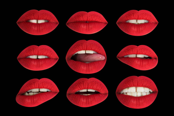 sexy volledige rode lippen-mond - Foto, afbeelding