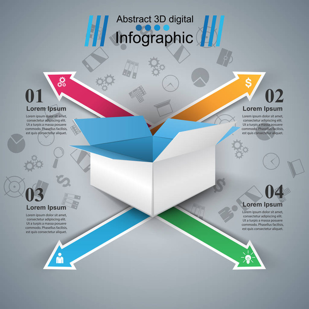 Business Infographics origami style Vector illustration. Box ico - Vector, Image