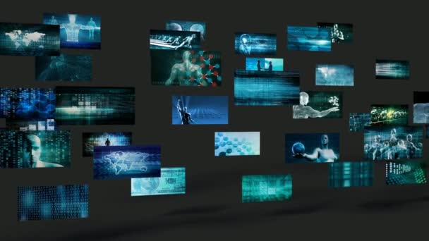 Video Wall Abstract with Business Technology Screens Concept - Footage, Video