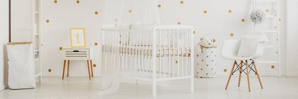 Tulle canopy over baby crib - Fotoğraf, Görsel