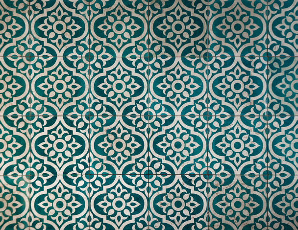ancient dark greenish blue tile pattern - Photo, Image