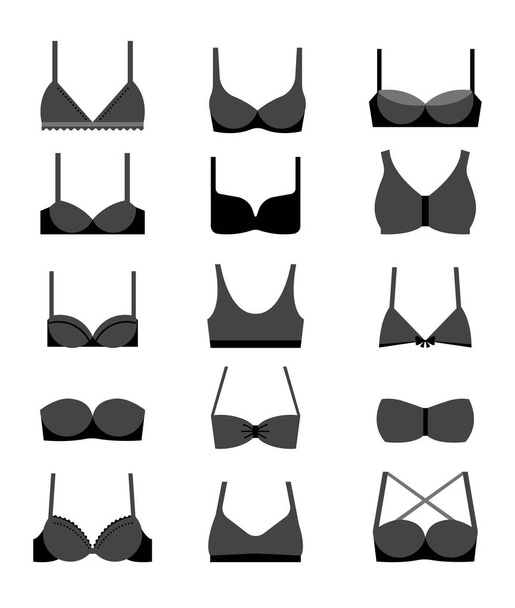 Collection of different types of bras illustrations, icons - Vektori, kuva