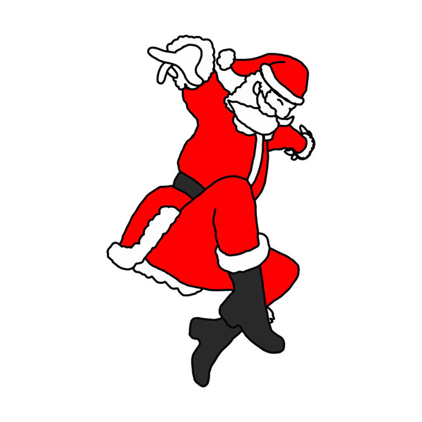 delgado Santa Claus saltando como superhéroe vector ilustración boceto dibujado a mano con líneas negras aisladas sobre fondo blanco
 - Vector, imagen