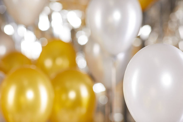 Golden and silver balloons background. New Year concept  - Fotografie, Obrázek