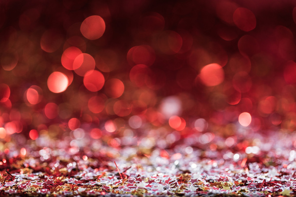 christmas background with red bright confetti stars - Photo, Image