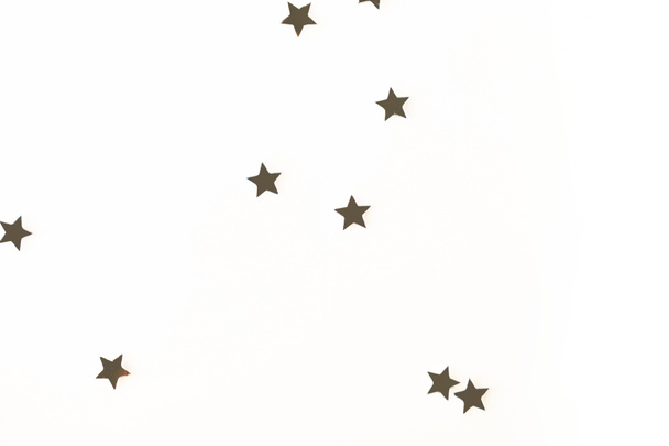 christmas golden confetti stars isolated on white background - Photo, Image