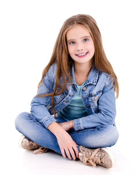 Portrait of adorable smiling happy little girl child isolated  - Fotografie, Obrázek