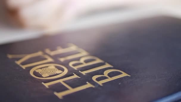 Person prays with Holy Bible - Footage, Video